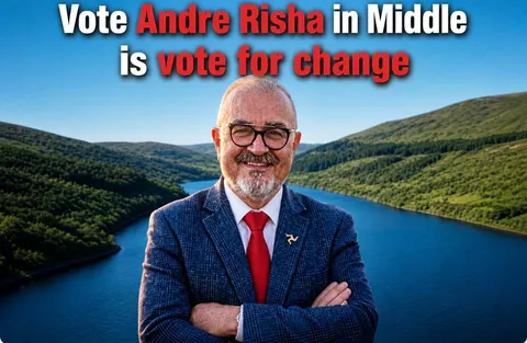 Campaign poster: Vote Andre Risha in Middle is vote for change