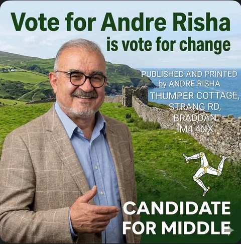 Campaign poster: Vote for Andre Risha is vote for change — Candidate for Middle